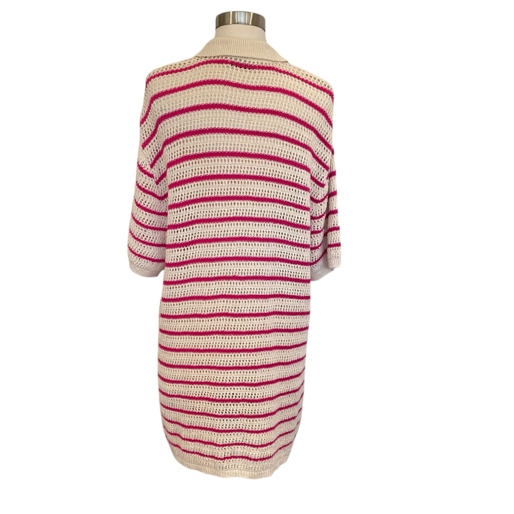 Zara Oversized Crochet Knit Cardigan With Stripes Size XL - Picture 5 of 8